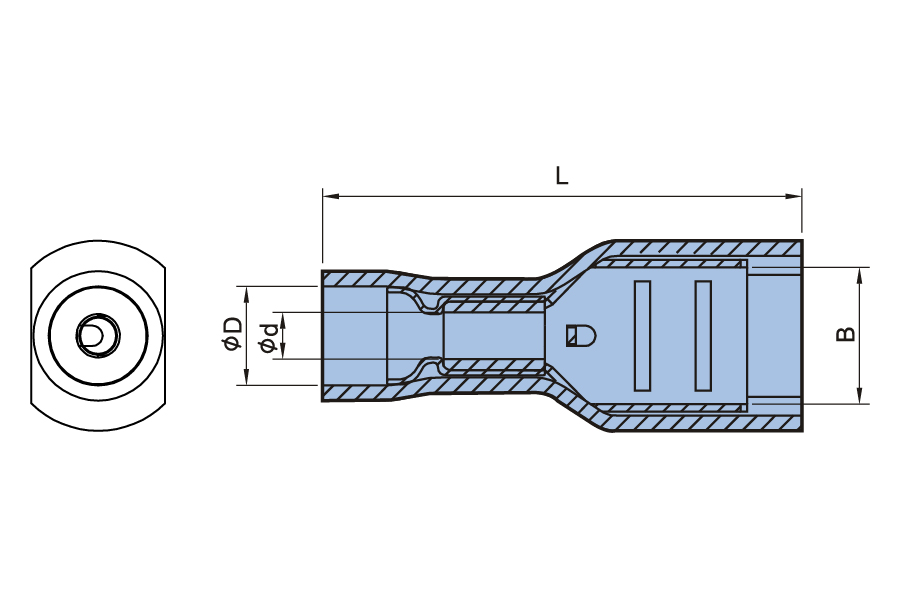 Vinyl Fully Insulated Double Crimp Female Terminal