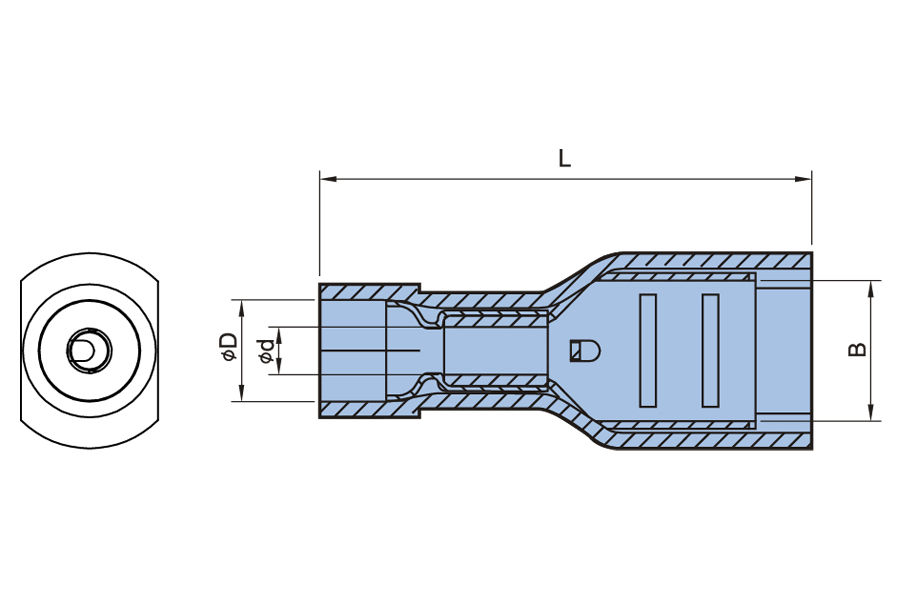 Double Crimp Nylon Fully Insulated Female Disconnector