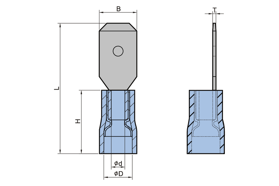 Double Crimp Vinyl Insulated Male Terminal