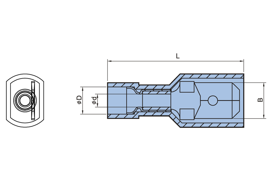 Double Crimp Nylon Fully Insulated Male Disconnector
