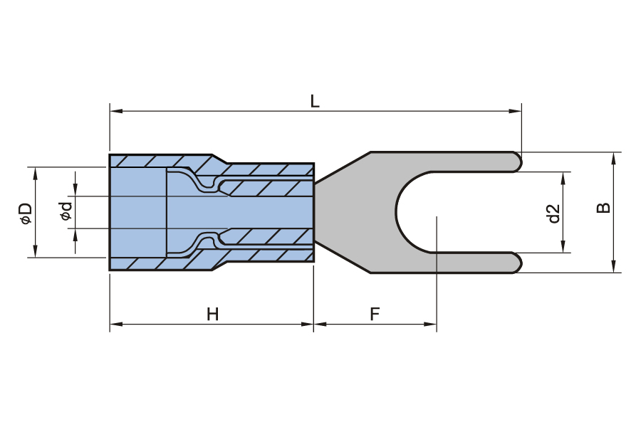 Double Crimp Nylon Insulated Fork Shaped Disconnector